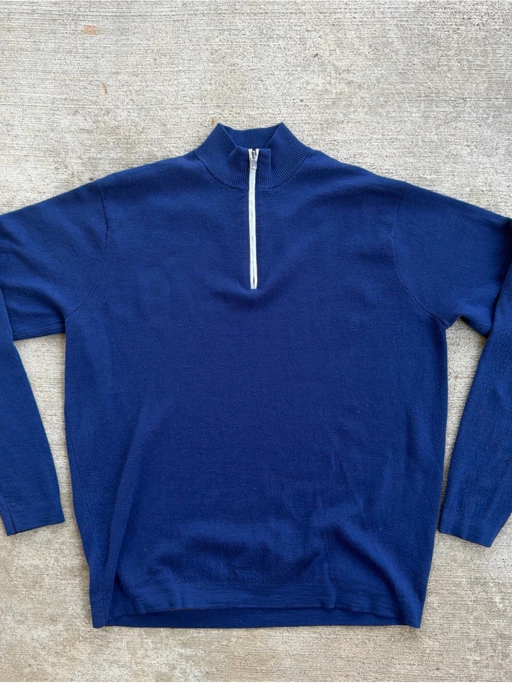 Peter Millar Men L Wool Blend Blue 1/4 Zip Sweater “Conway Farms Golf Club” Logo